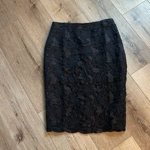 High Waist Black Lace Pencil Skirt Size S
